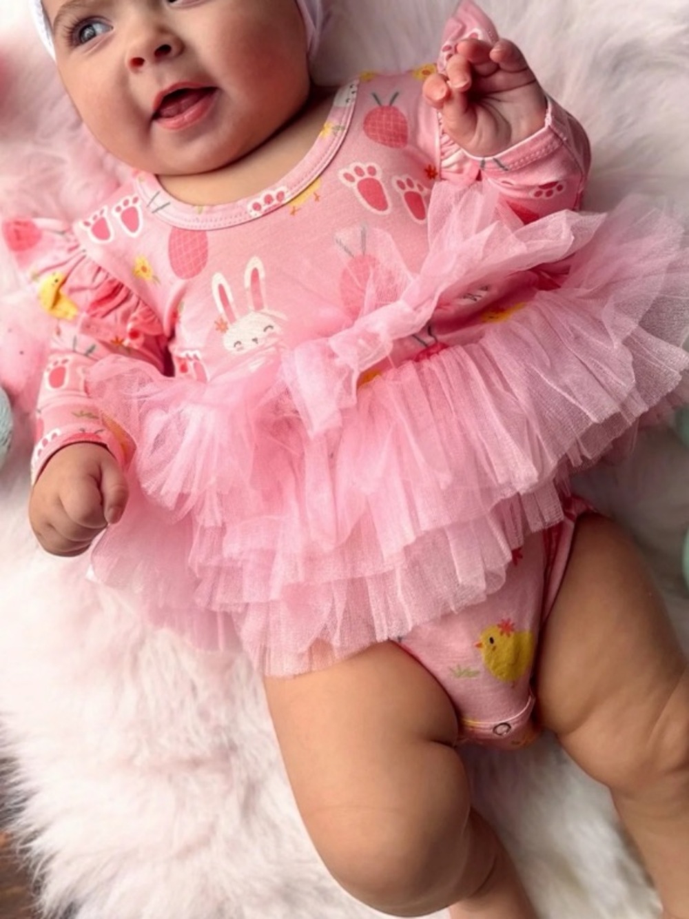 Spearmint Love Bamboo Tutu Bunnies Easter Onesie Baby Girl 18-24M